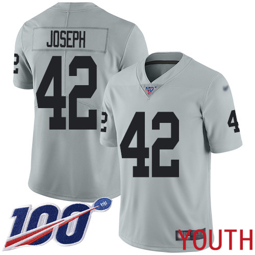Oakland Raiders Limited Silver Youth Karl Joseph Jersey NFL Football #42 100th Season Inverted Legend Jersey->women nfl jersey->Women Jersey